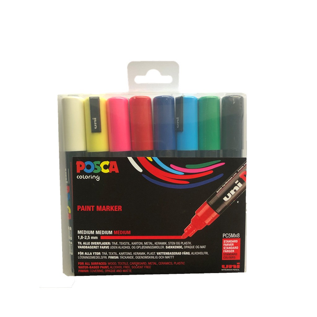 POSCA  marker sæt PC-5M, 8 ass. standard farver