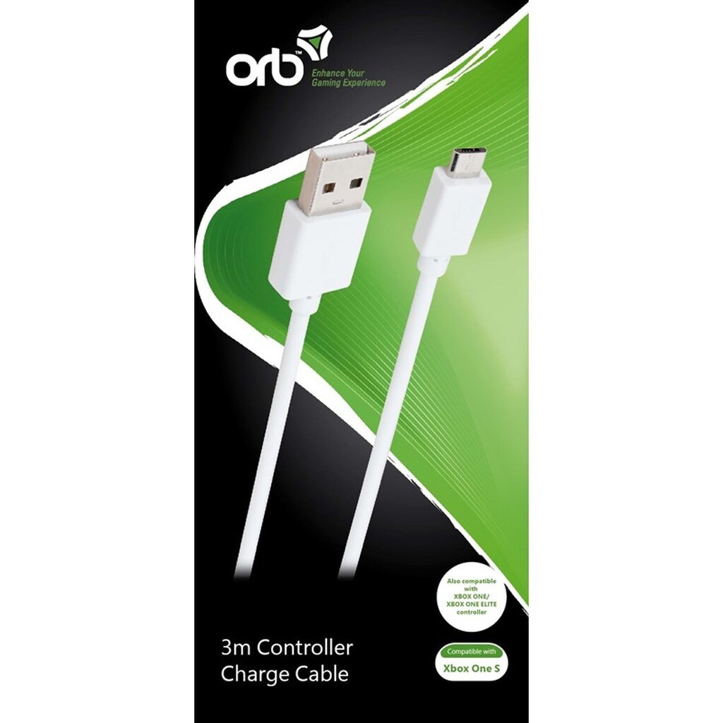 Orb XBox One 3M Charge Cable - Wired Charging cable for wireless game controller - Microsoft Xbox One