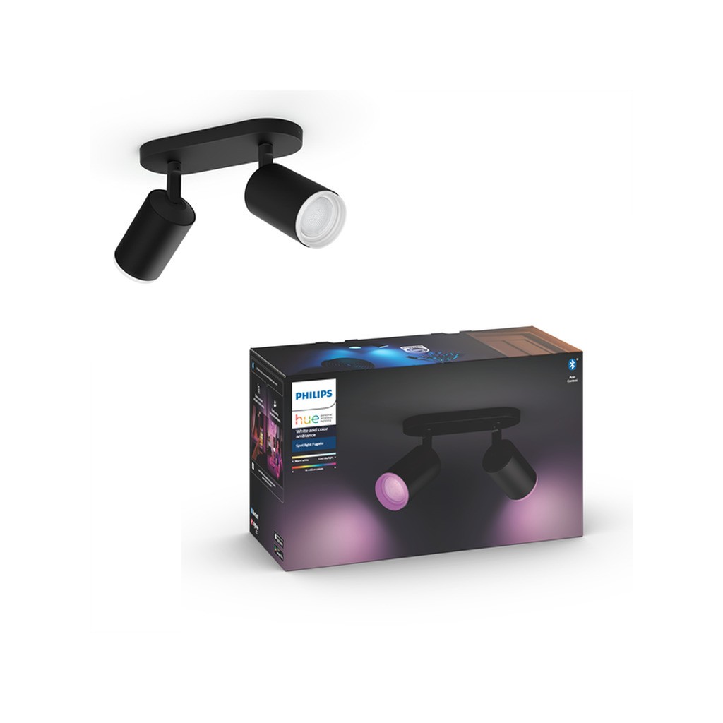 Philips Hue Fugato Plate/Spiral 2x5.7W Spots - Sort