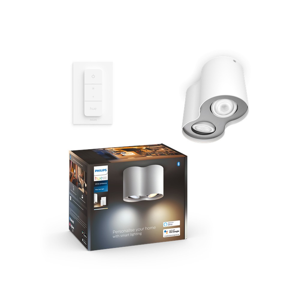 Philips Hue Pillar Dobbelt Spot - Hvid - med Dimmer Switch