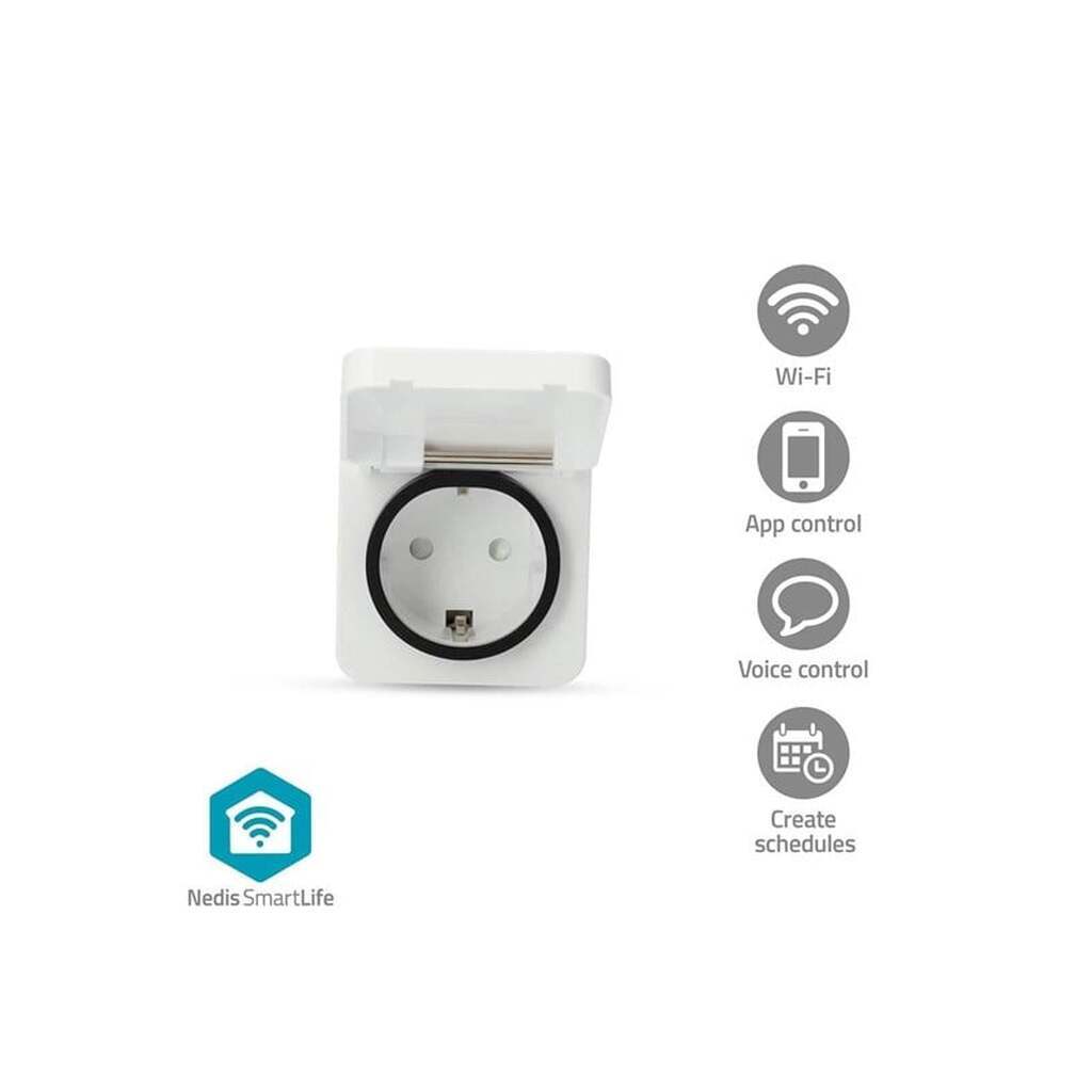 Nedis SmartLife Smart Plug Wi-Fi IP44 3680 W EU stik -25 - 55 °C Android™ / IOS Grå / Hvid 1 stk.