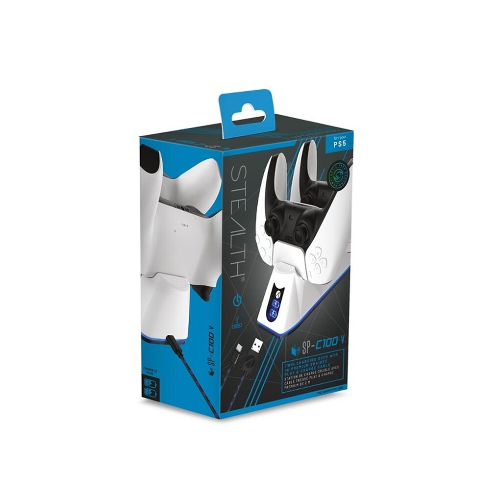 SONY DADC PS5 Twin USB Charging Dock &amp; Play &amp; Charge Cable - White - Wireless Tilbehør til spillekonsol - Sony PlayStation 5