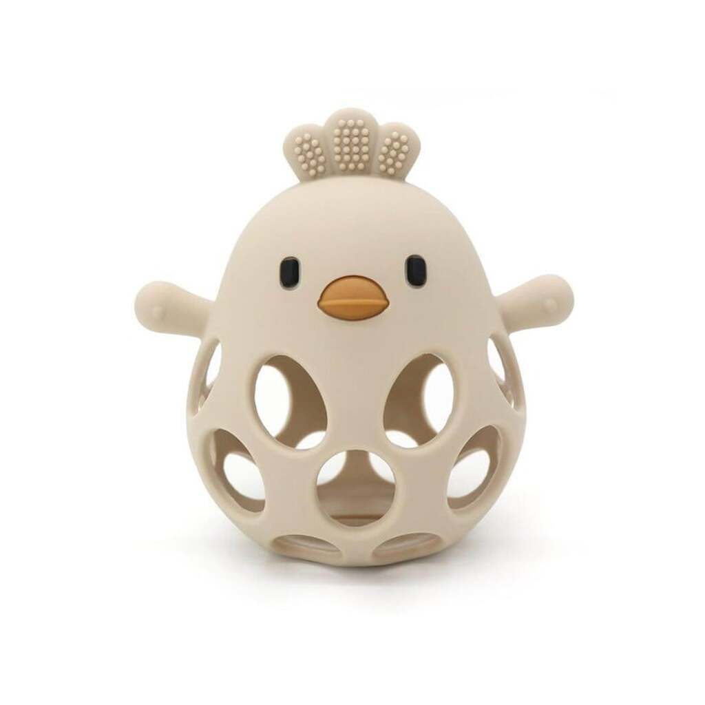 Magni Teether ball with duckling in LFGB silicone - Beige