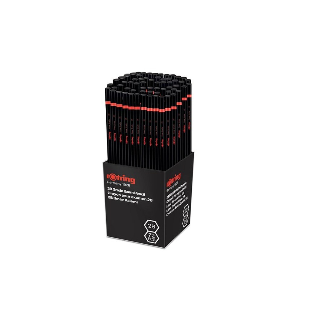 Rotring rOtring Woodcase blyanter |  2B eksamenskarakter | Sort | 4 Antal