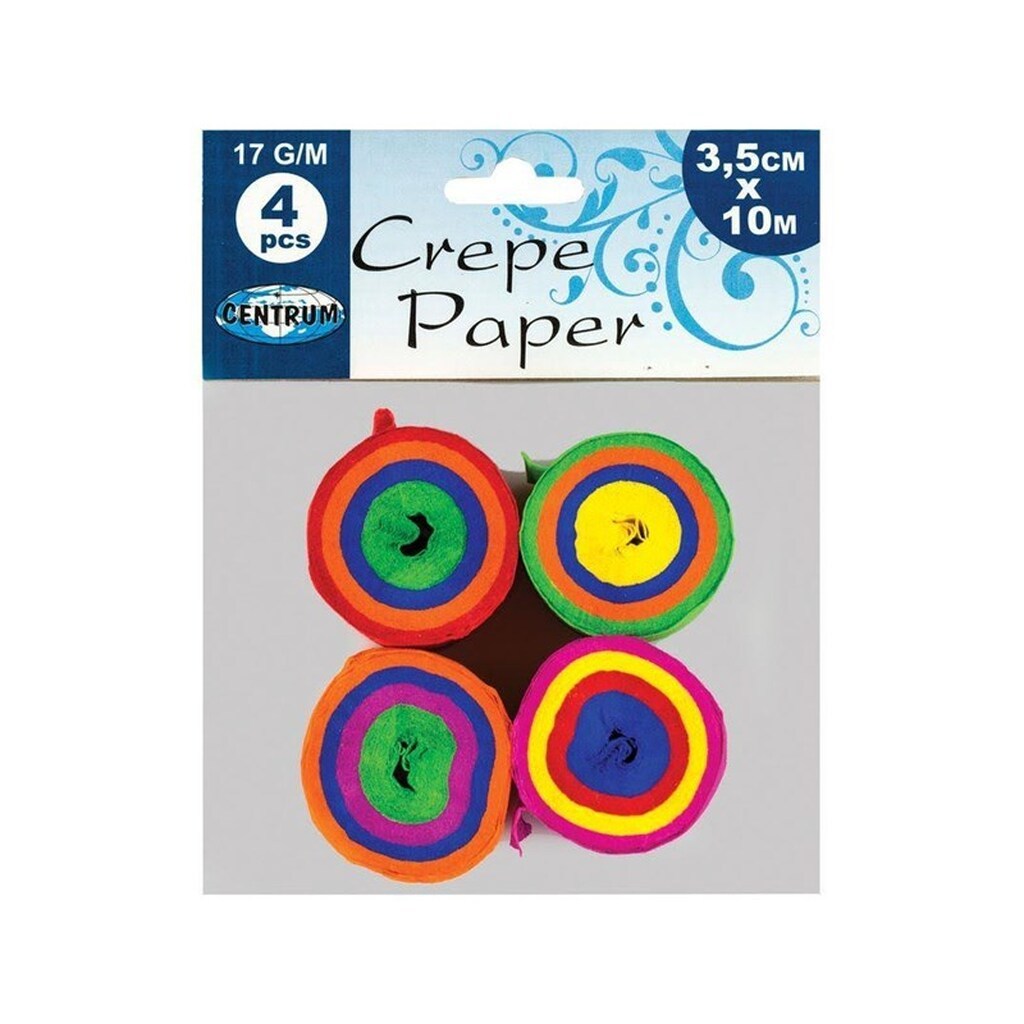 CENTRUM Crepepapir i rulle. 4 rll ass.3,5cm*10M