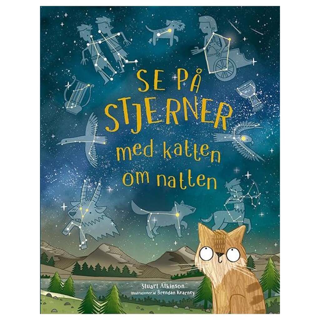 Se på stjerner med katten om natten - Børnebog - Hardback