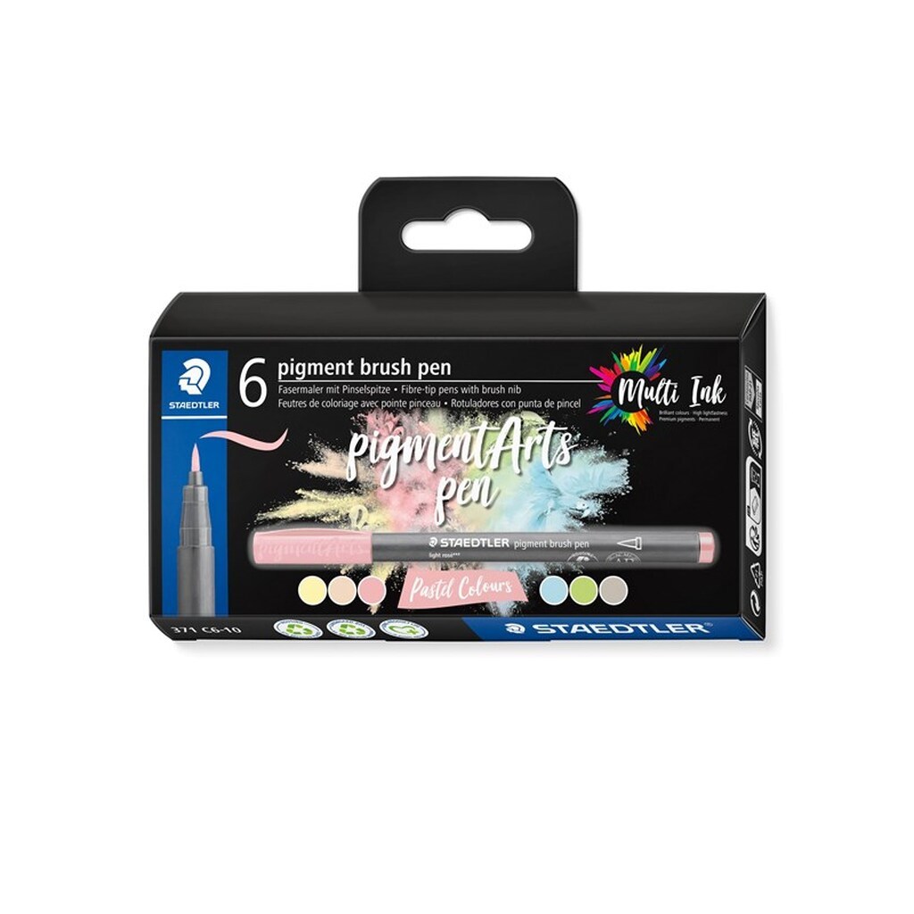 Staedtler BRUSH PEN PIGMENT PASTEL 6 stk/ass