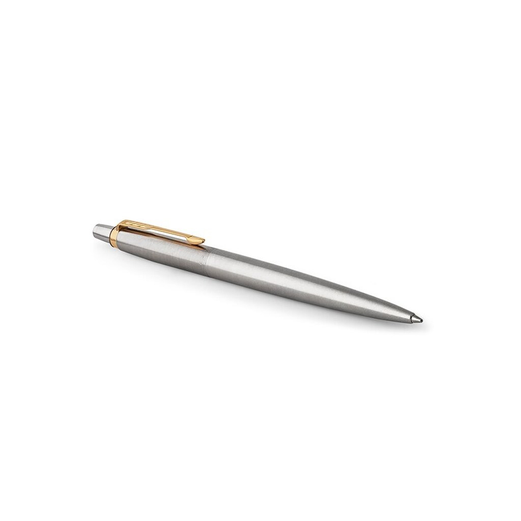 Parker Jotter kuglepen | rustfrit stål med gyldne detaljer | medium spids blå blæk