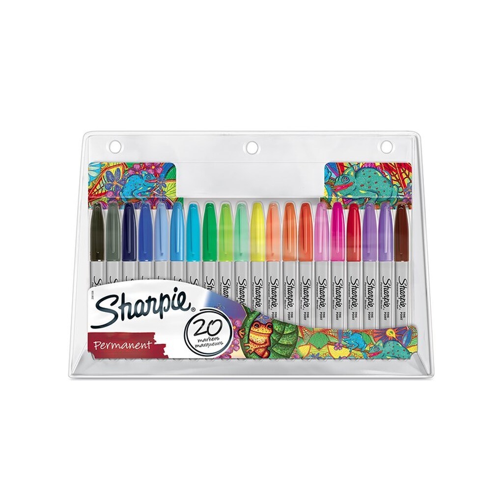 Sharpie Permanent Marker Set | Eksklusivt farveudvalg | Fin spids | 20 styk