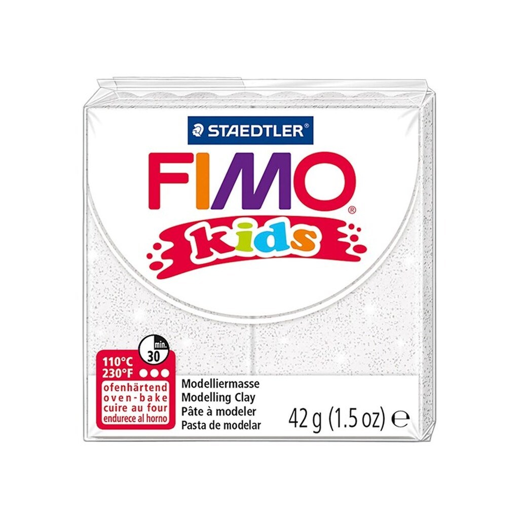 Fimo FIMO kids modeller 42 g. Hvid Glitter