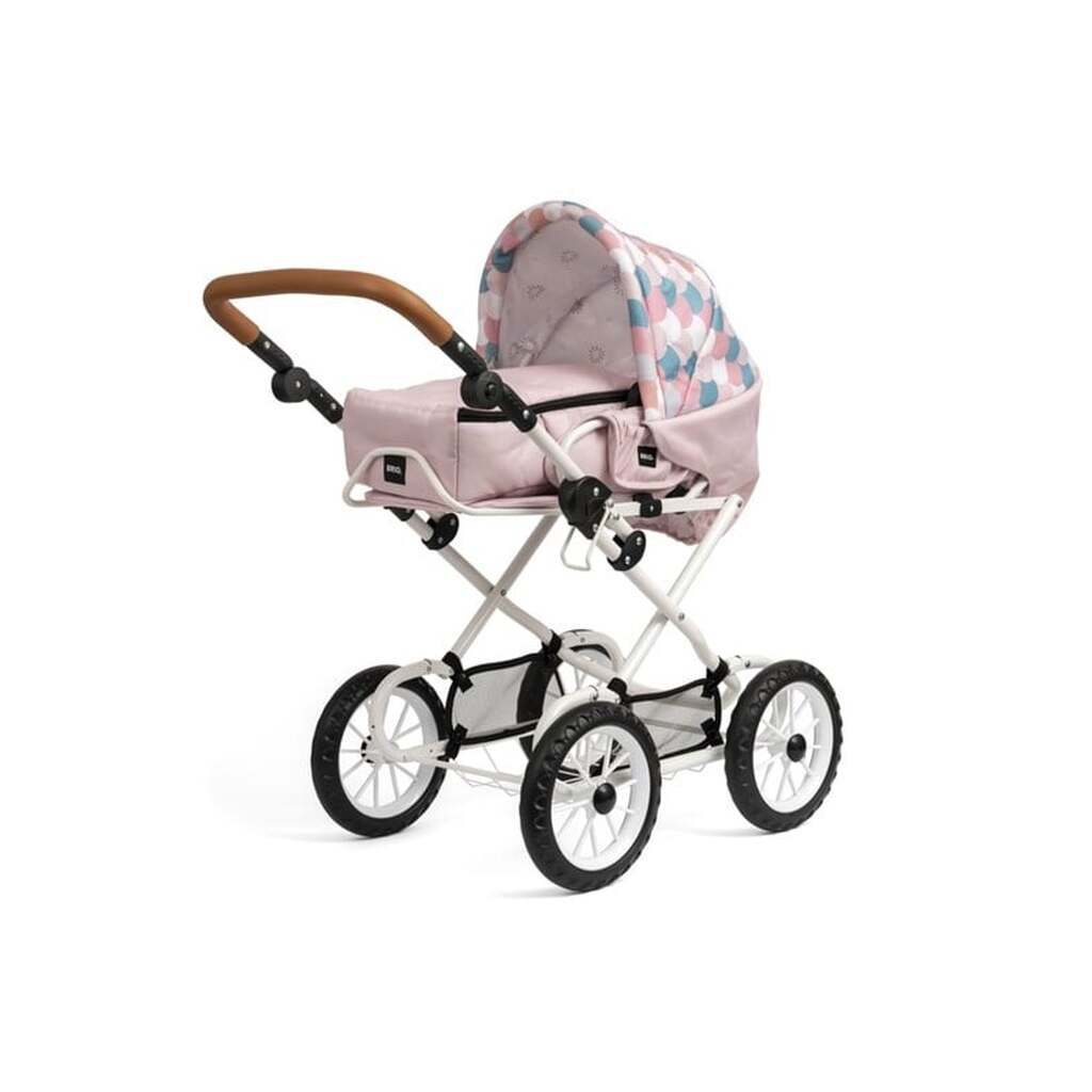 Brio Kombi dukkevogn, dråbemønster, pink
