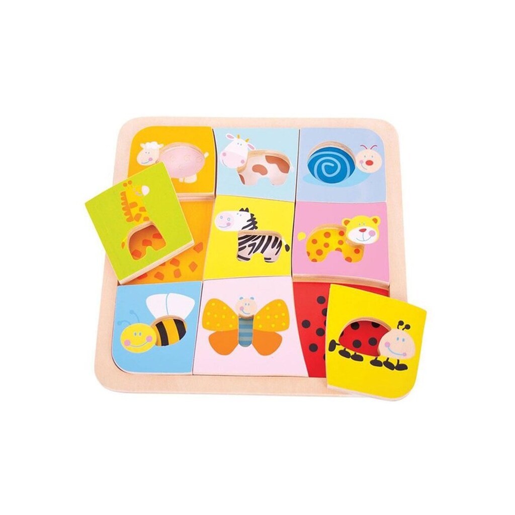 Bigjigs Wooden Animal Patterns Puzzle 9 pcs.