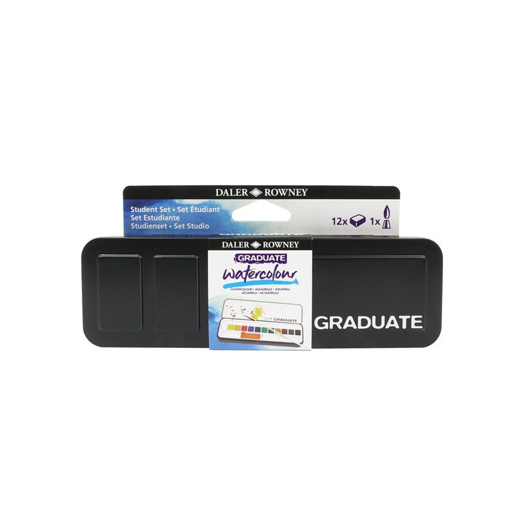 Daler-Rowney Graduate Watercolour Set 12 Half Pans 1 Brush