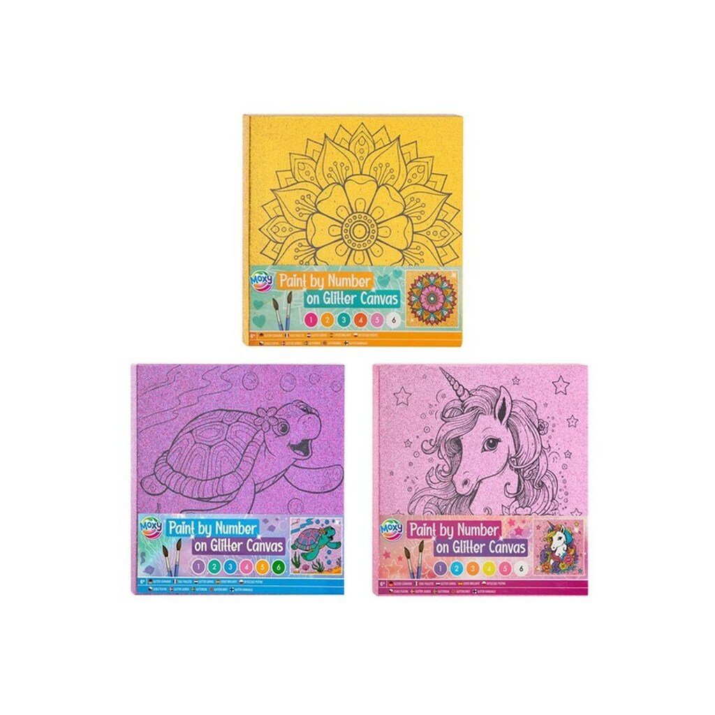 Grafix Paint by Number Glitter Canvas 9 pcs.