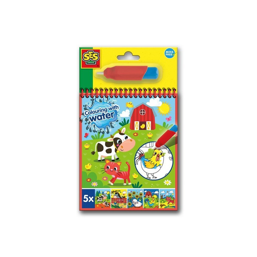 SES Creative Colour with Water Farm Colouring Book