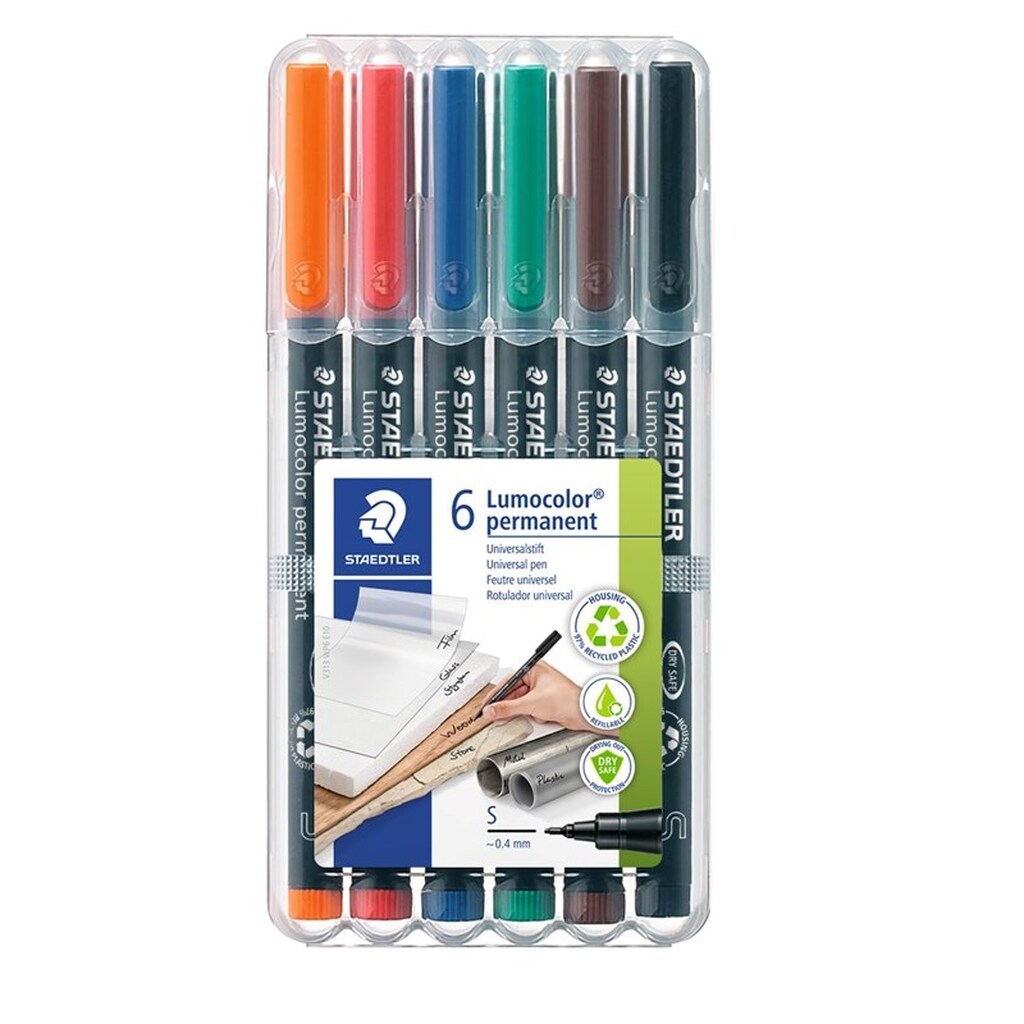 Staedtler Lumocolor Perm S 0,4mm 6 ass./boks