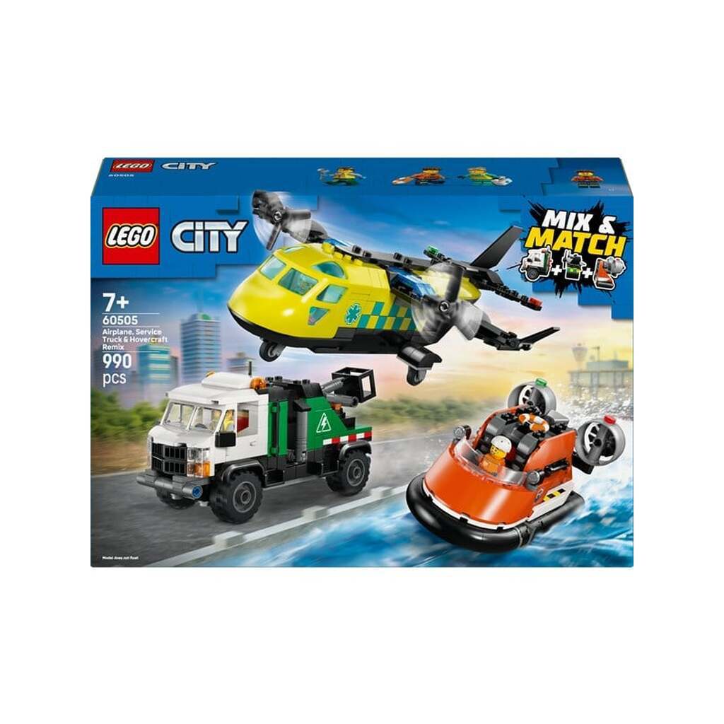 LEGO City 60505 Remix - Fly, servicevogn og luftpudebåd