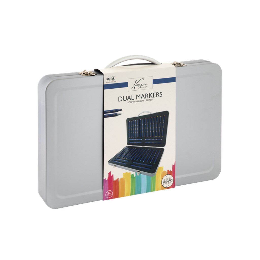 Nassau Round dual markers 36 pcs in metal box