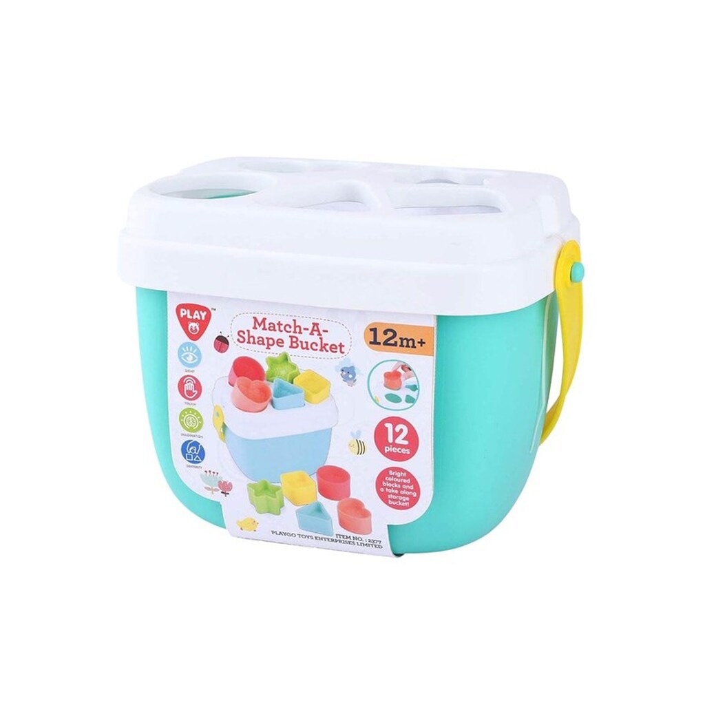 PLAY Shape Sorter Bucket with Shapes 12 pcs.