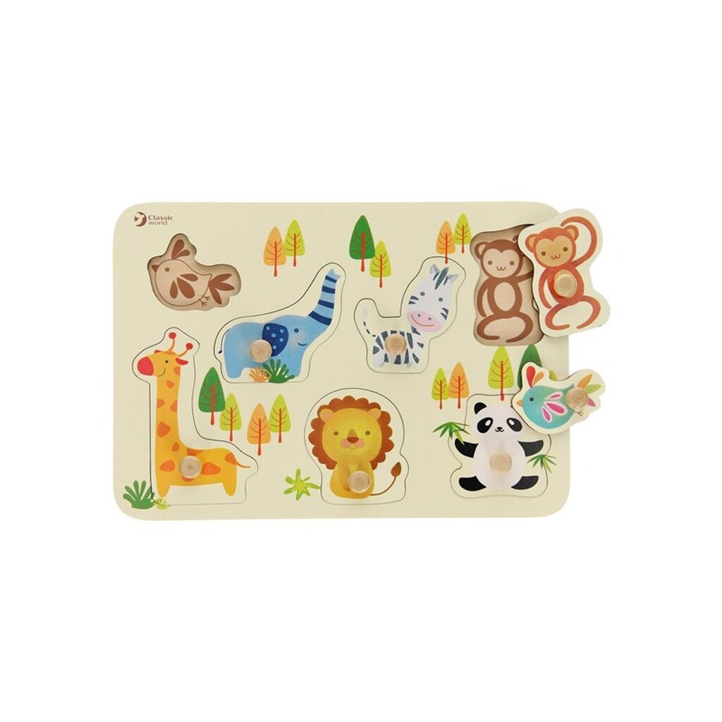 Classic World Wooden Knob Puzzle Wild Animals 7 pcs.