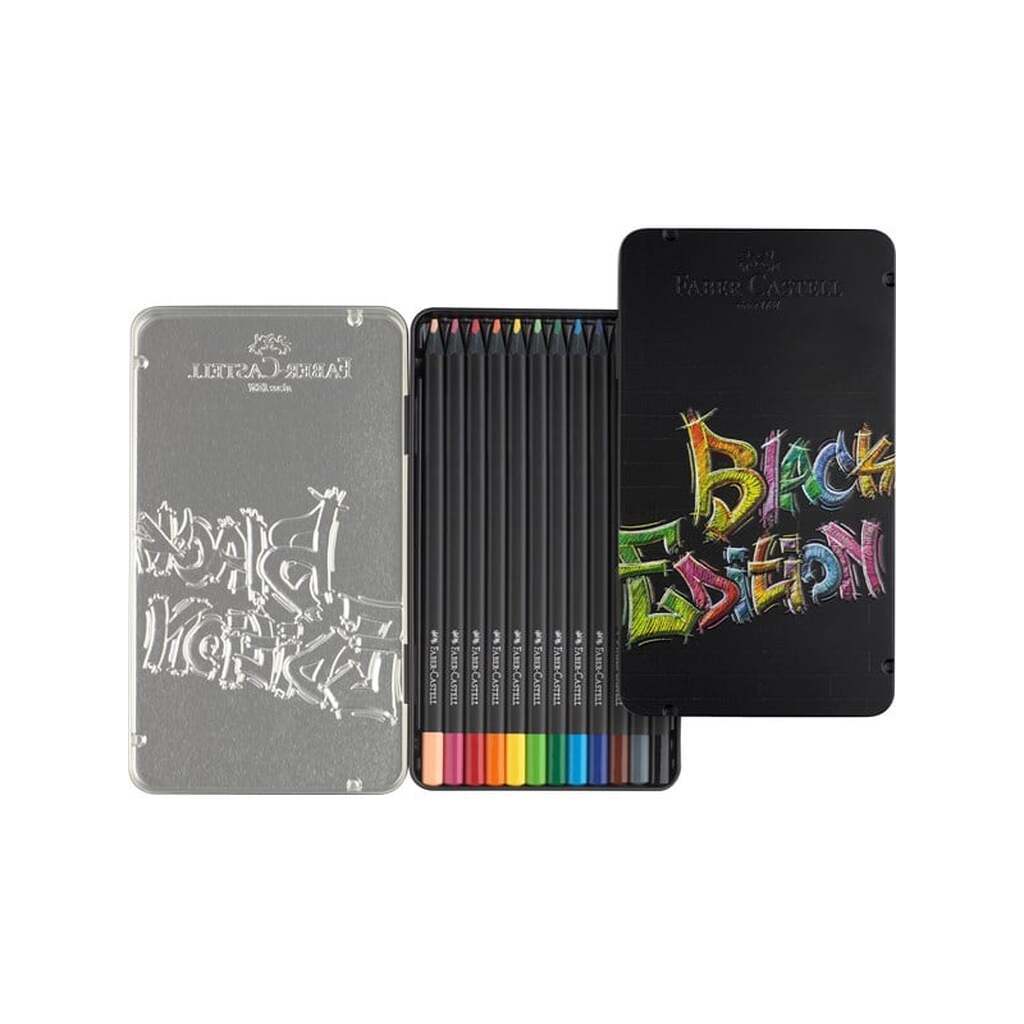 Faber-Castell Black Edition triangular farver tin 12 ass