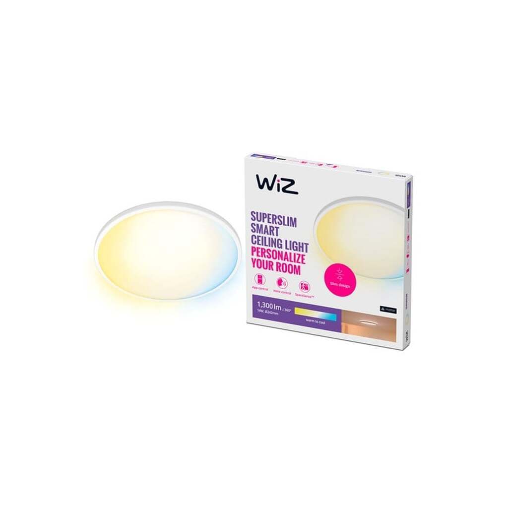 WiZ SuperSlim Smart Loftslampe Hvid, 14W, Justerbar hvidt &amp; Dæmpet lys