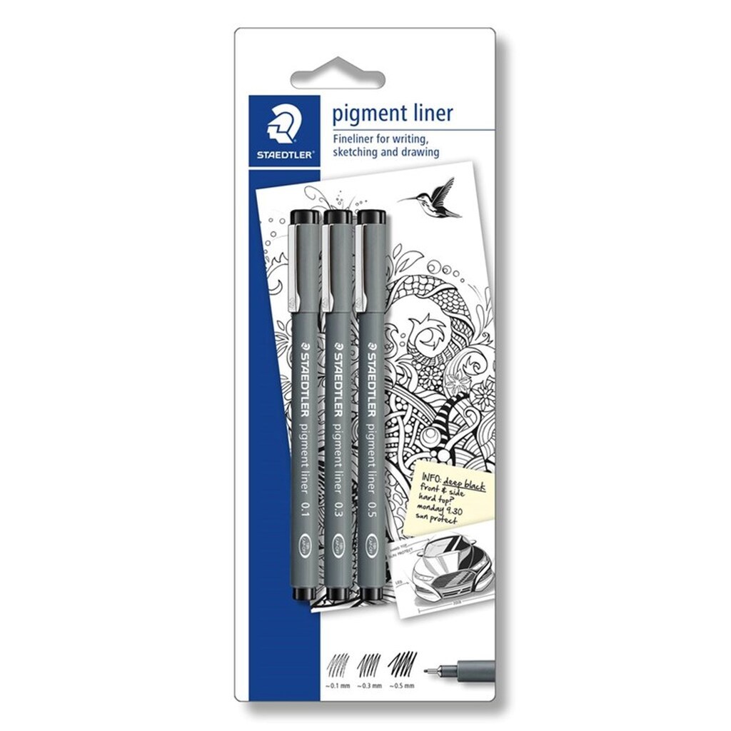 Staedtler STAEDTLER Pigment Liner Sort 3 ass./bk