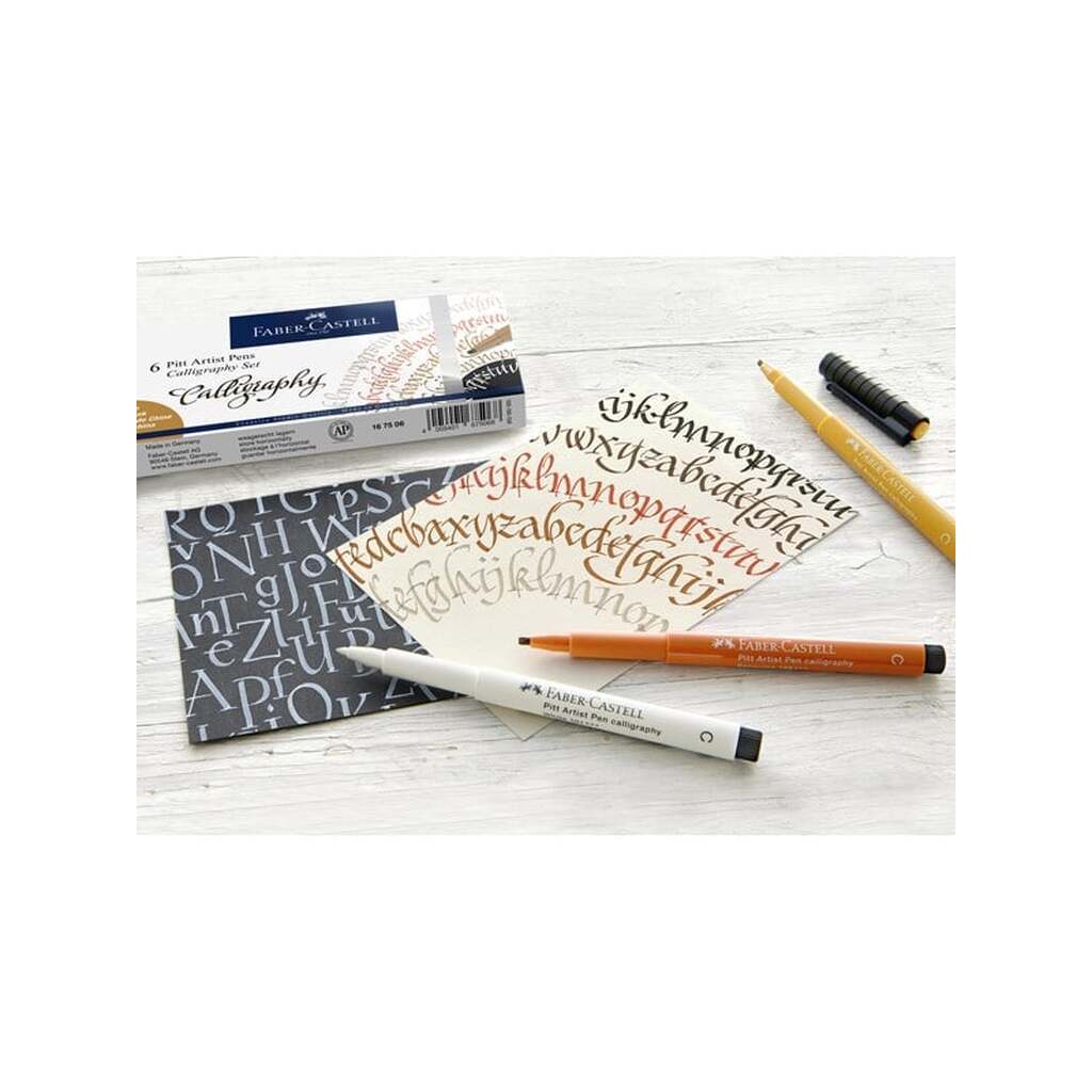 Faber-Castell Pitt Artist Pen Kalligrafi tuschpen, etui med 6 stk.