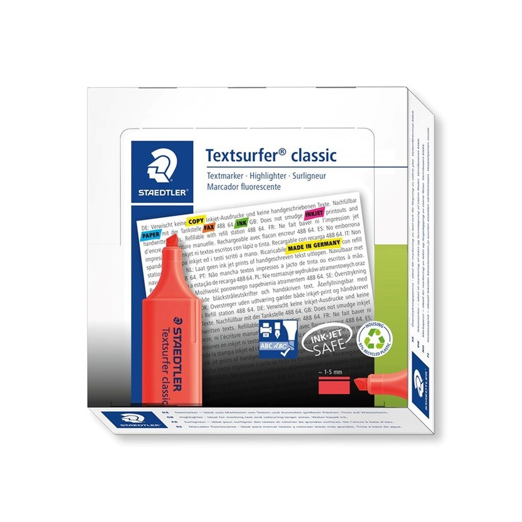 Staedtler TEXTSURFER CLASSIC, 10 STK,   rød