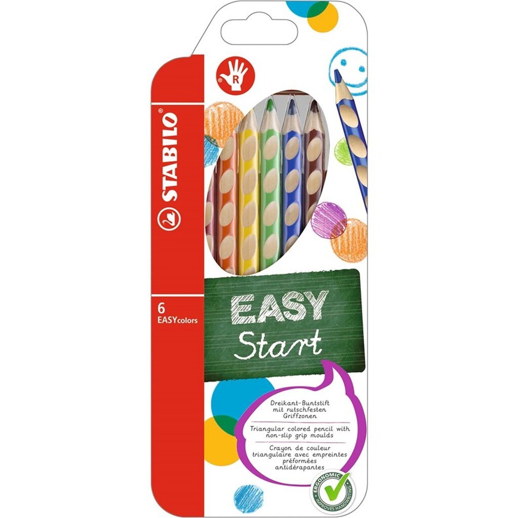 STABILO  Farveblyanter EASYCOLOR R 6-STK ASS. For højrehåndede