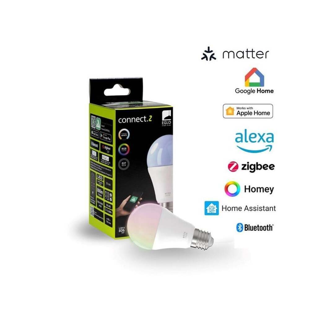 EGLO E27 LED-Z MATTER A60 RGB/CCT 11W 1300lm opal