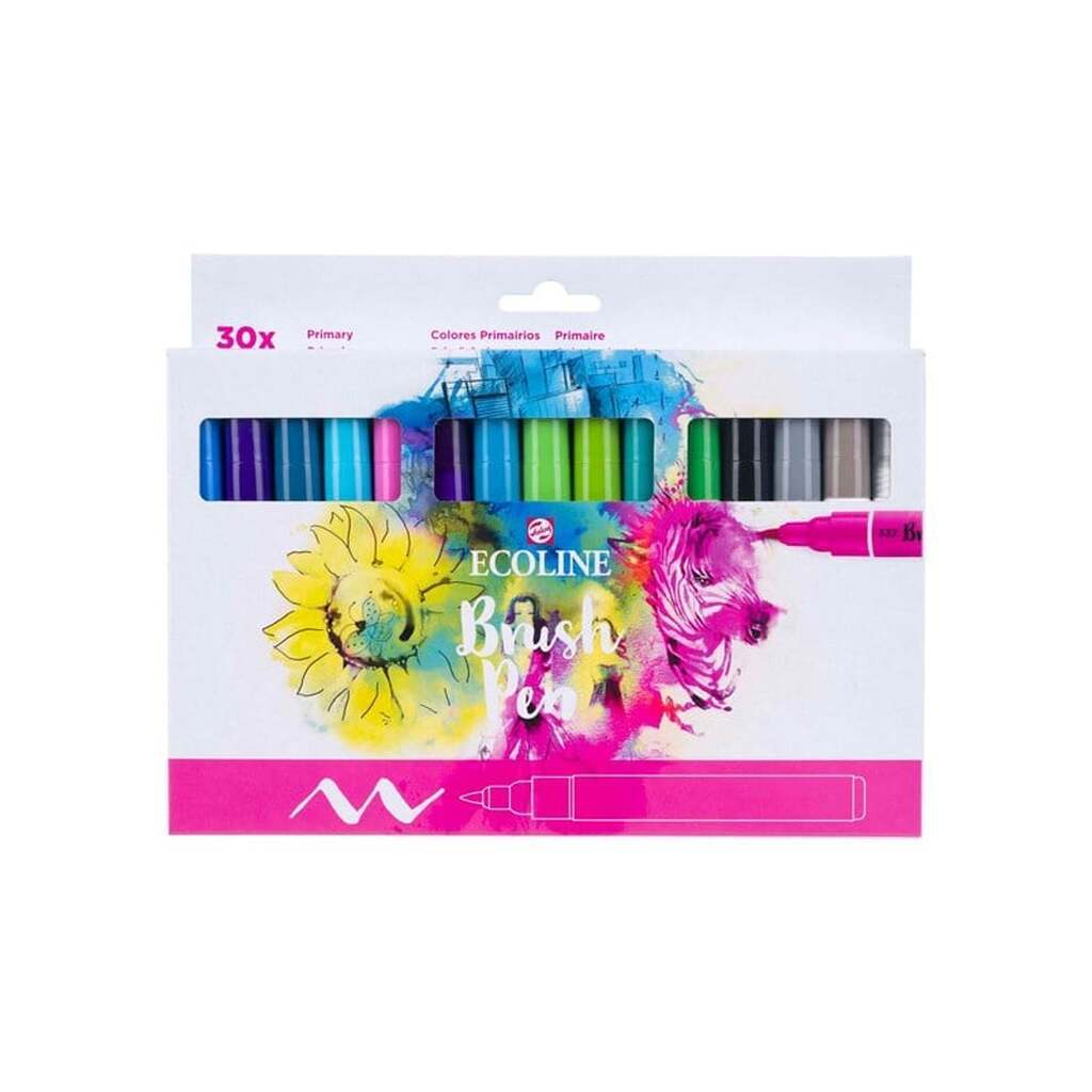 Bruynzeel Ecoline Brush Pen Set Primary 30 Colors