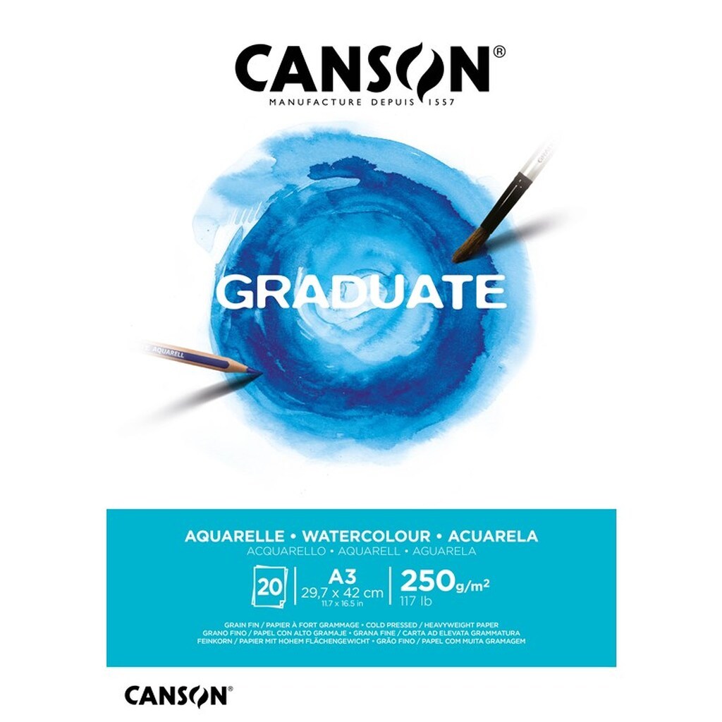 Canson Graduate Watercolour Pad A3 250G 20 SH
