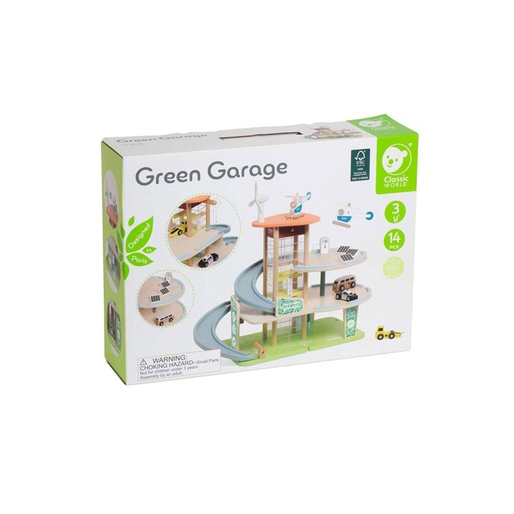 Classic World Wooden Sustainable Garage with Accessories 19pcs.