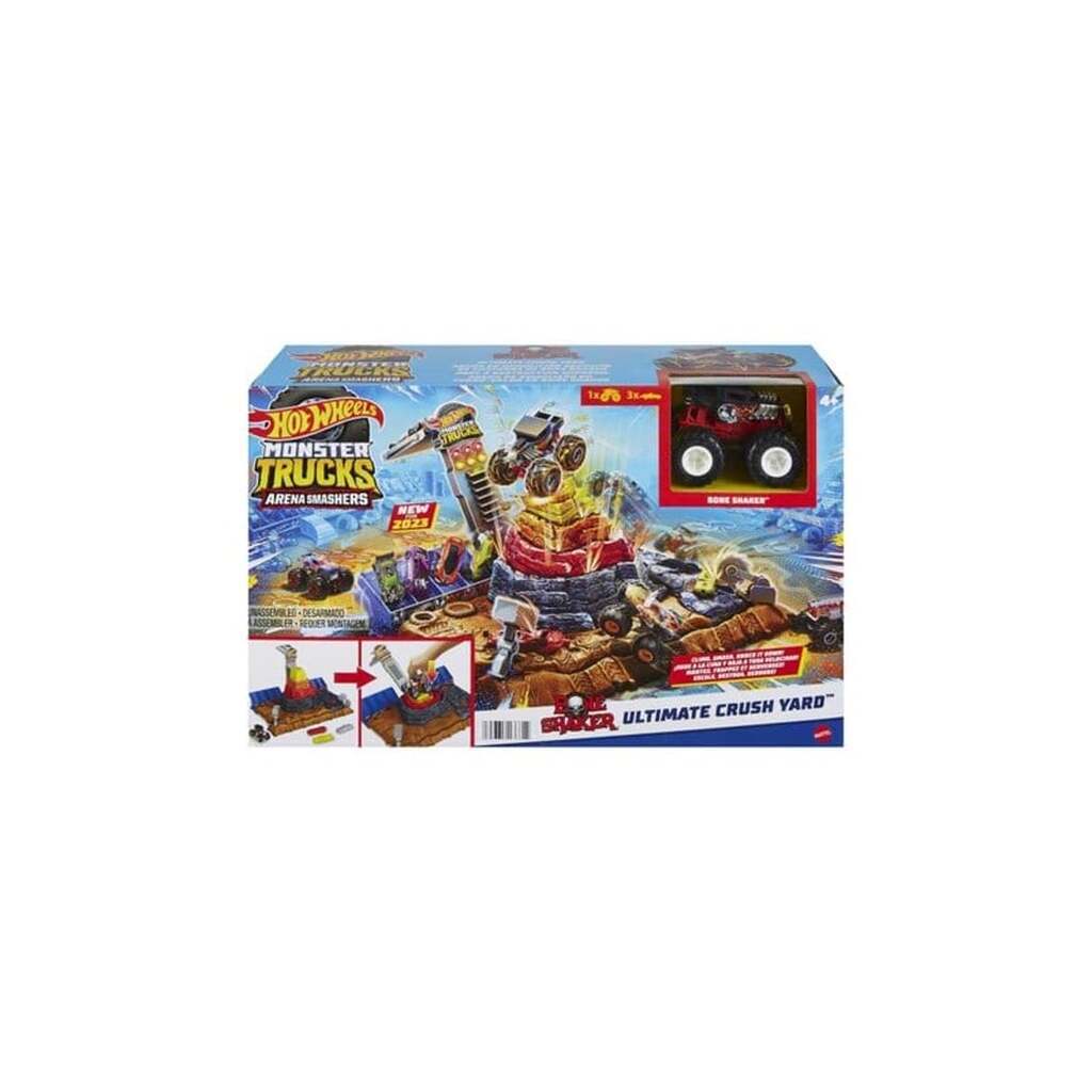 Hot Wheels Monster Trucks Arena Smashers Bone Shaker Ultimate Crush Yard With 1 Vehicle