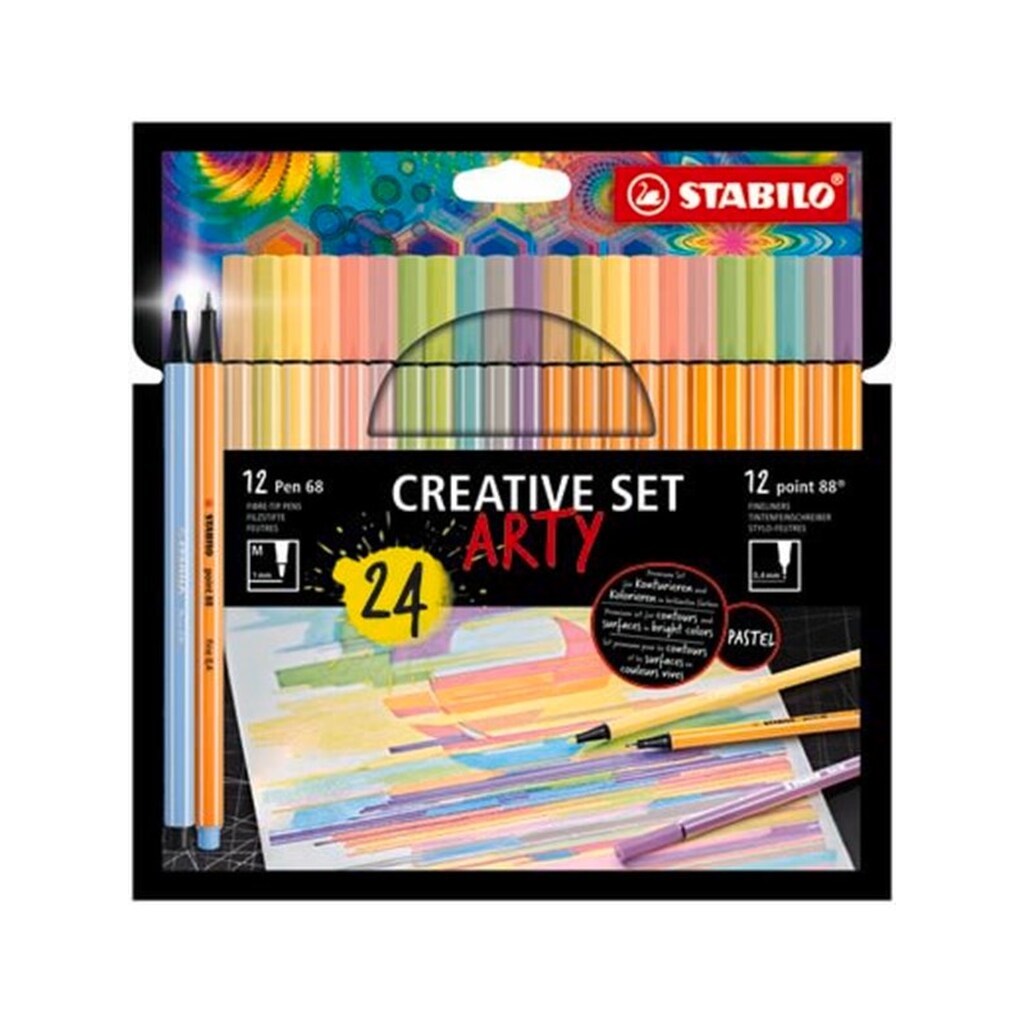 STABILO  Pen 68/88 Arty,  sæt med 24 penne i 12 farver
