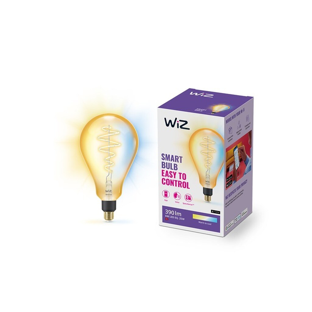 WiZ Tunable PS160 E27 Amber Smart Filamentpære - Dæmpbart varmt til koldt hvidt LED-lys