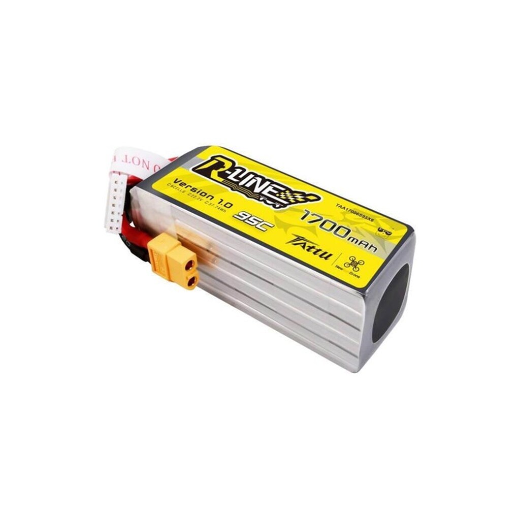Gens ace &amp;Tattu R-Line 22.2V 1700mAh 6S 95C Lipo Battery with XT60 Plug