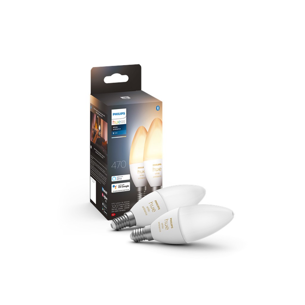 Philips Hue White Ambiance E14 B39 Kertepære - 2-Pak