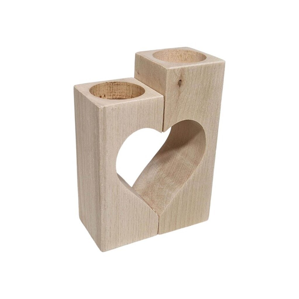 Playwood Tea light holder Heart Motif Beechwood 2 pcs.