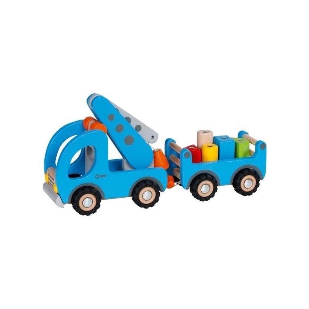 Goki Wooden Tow Truck with Trailer