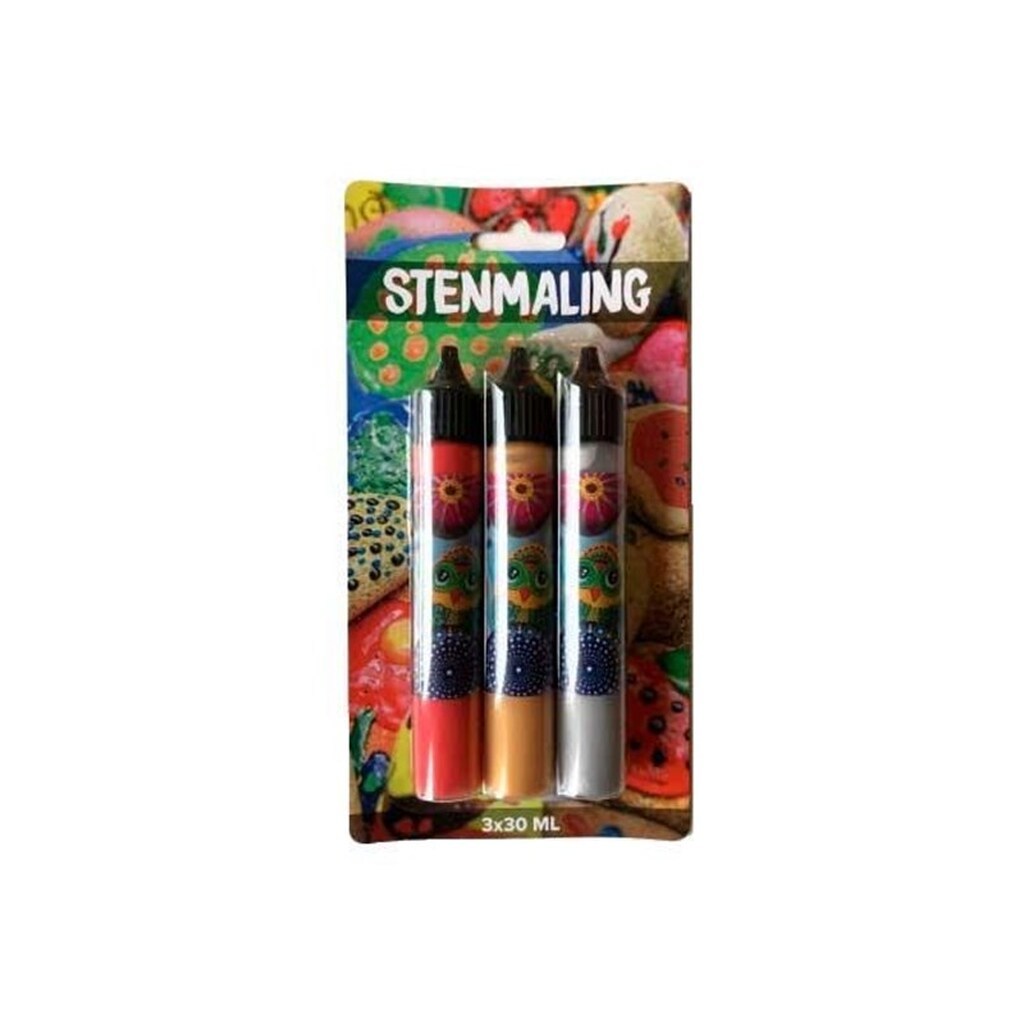 Hobby Mate Stenmaling 3*30ml. Rød-Guld-Sølv,