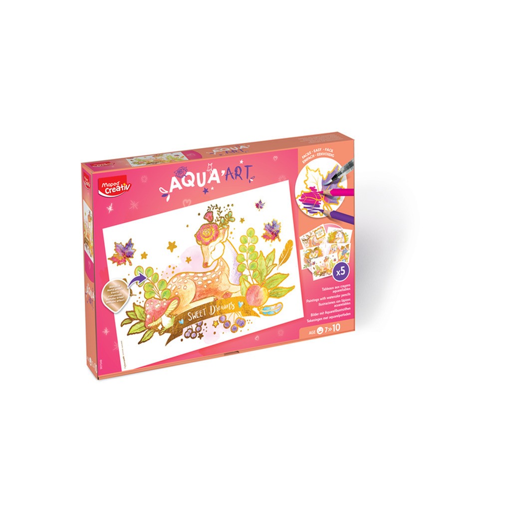 Maped Creativ, Aqua Art - Maxi sæt. Sæt med 5 ark, 18 aquablyanter og pensel!