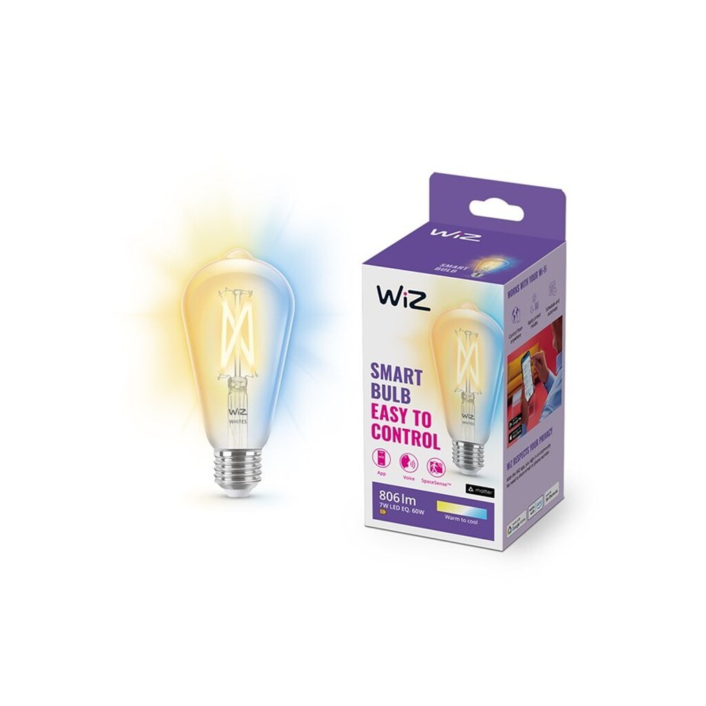 WiZ Tunable ST64 E27 Smart Filamentpære - Dæmpbart varmt til koldt hvidt LED-lys