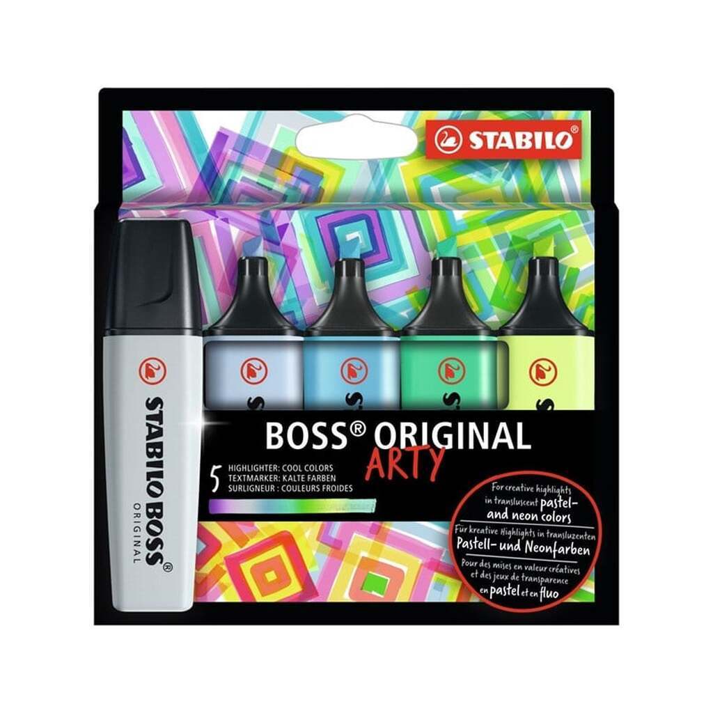 STABILO ARTY BOSS, sæt med 5 farver, Cool colors