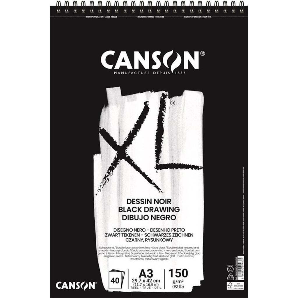 Canson XL Dessin Noir DS A3 150G Spiral 40 SH