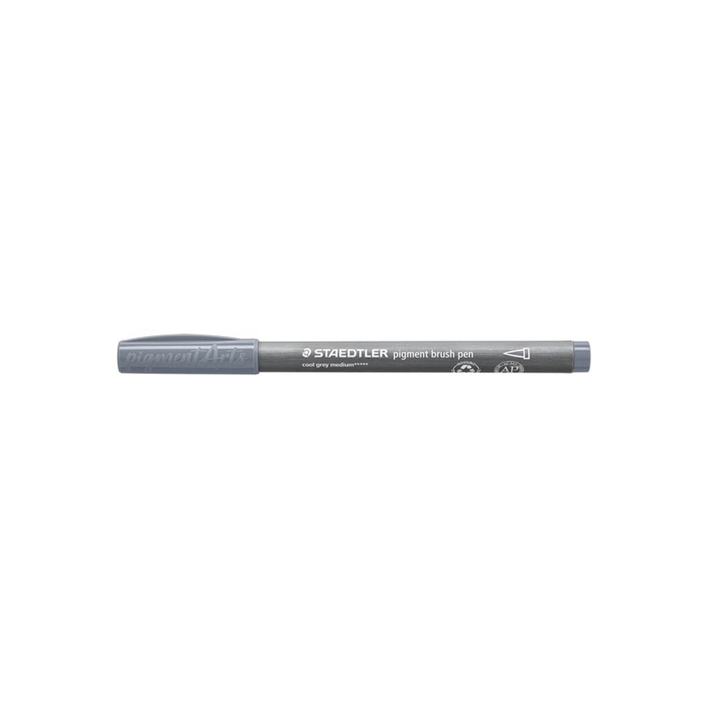 Staedtler BRUSH PIGMENT PEN, ÆSKE 10 STK, KOLD GRÅ