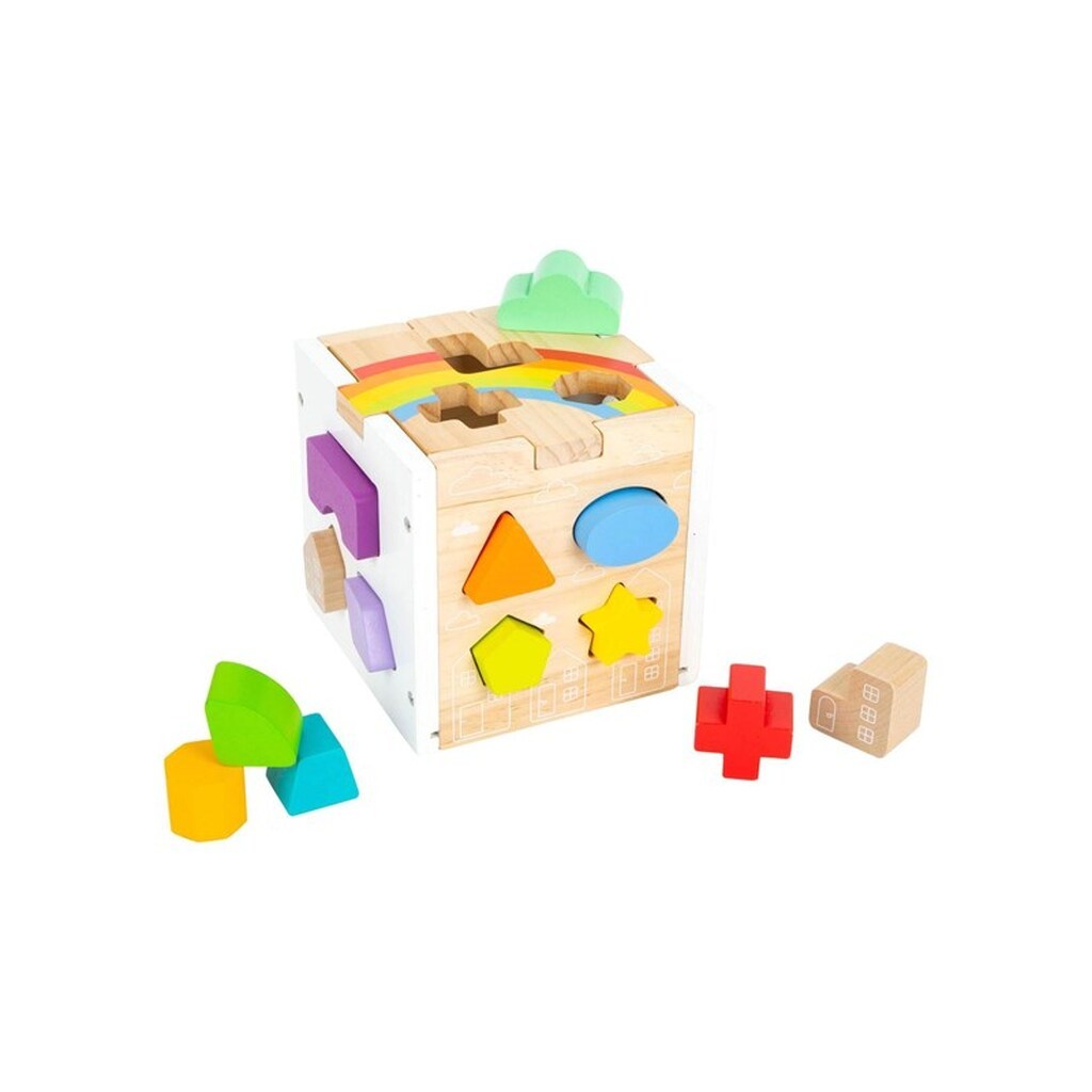 Small Foot - Wooden Shape Sorter Cube Rainbow.