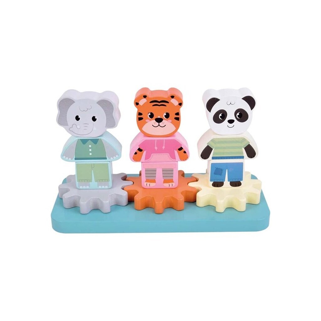 Small Foot - Wooden Stacking Game with Gears Jungle Friends FSC