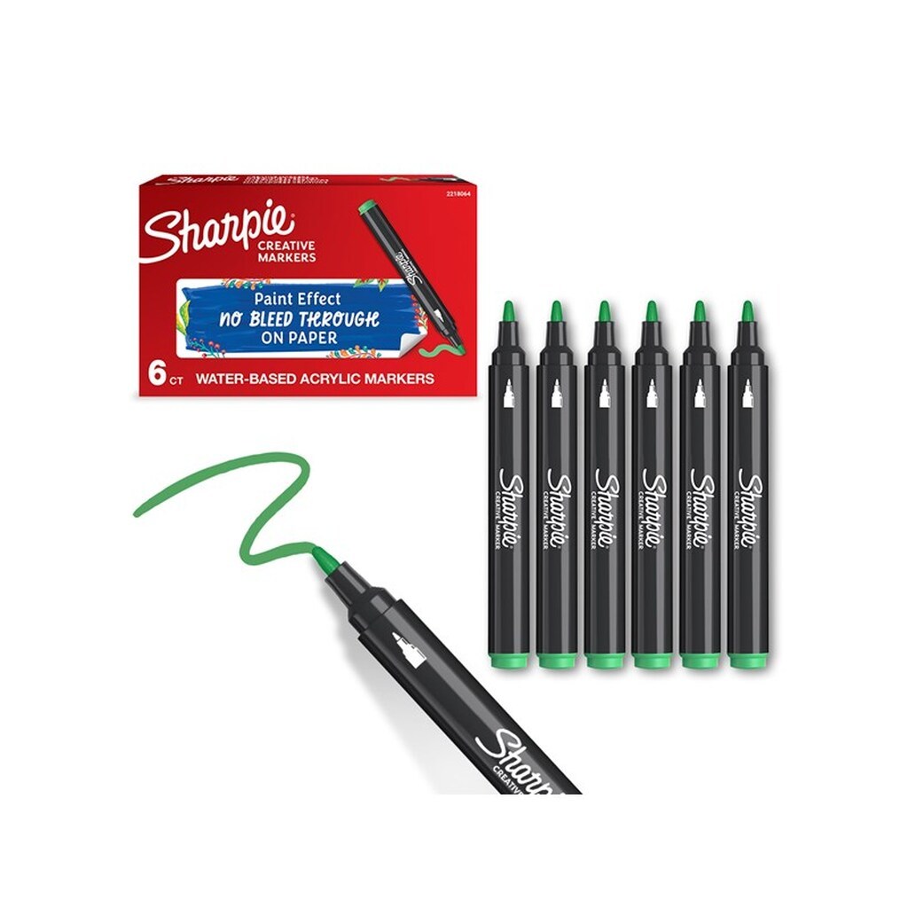 Sharpie Creative Akryl Paint Marker | Bullet spids | Grøn | 6 stk
